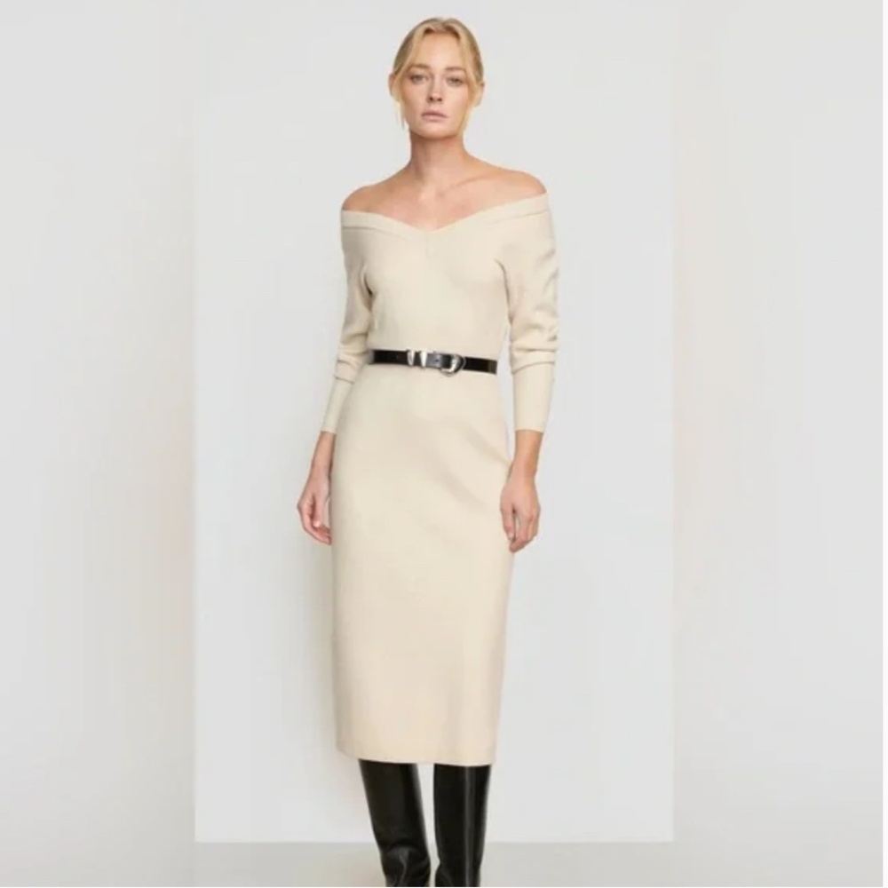 Modern Citizen Cream Off-Shoulder Midi Dress